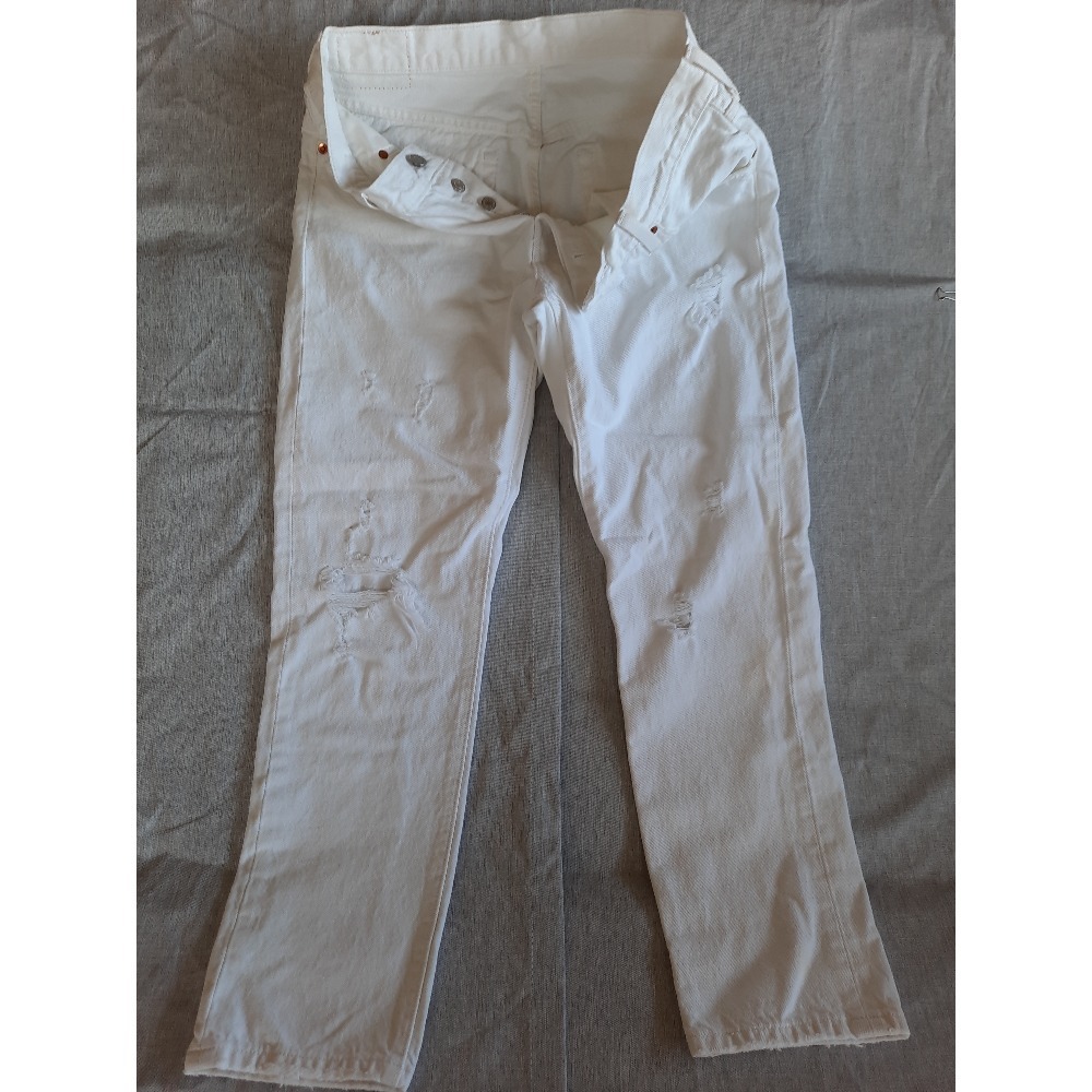 Levi's 501 T Women‎ 31 Distressed Ankle Tapered Mid-Rise Buttons Fly Denim Jeans